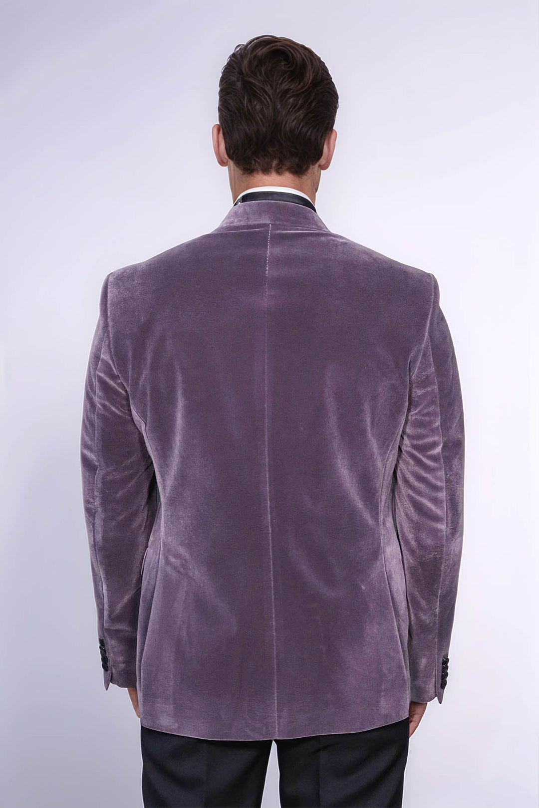 Kadife Slim Fit Lila Erkek Smokin Ceket - Wessi