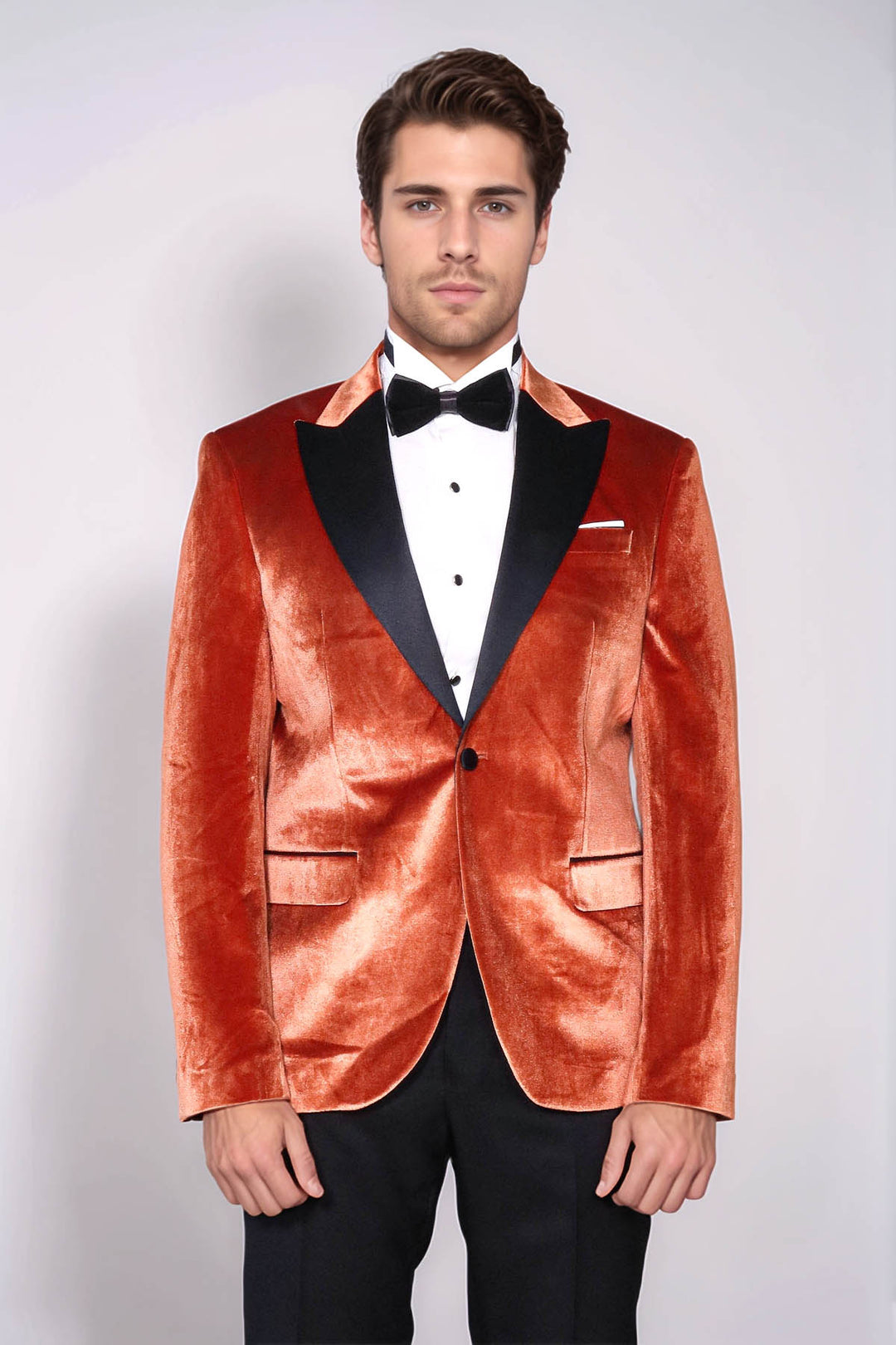 Kadife Slim Fit Tek Düğmeli Taba Erkek Balo Ceket - Wessi