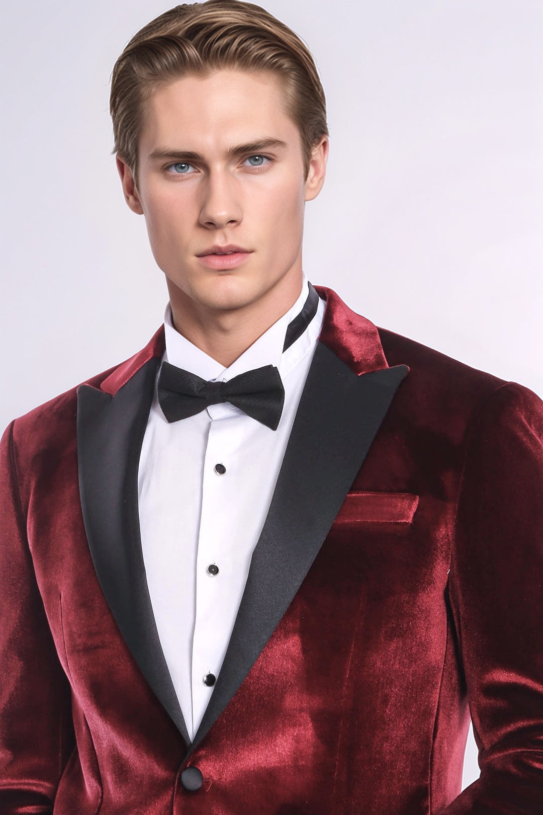 Kadife Slim Fit Bordo Erkek Smokin Ceket - Wessi