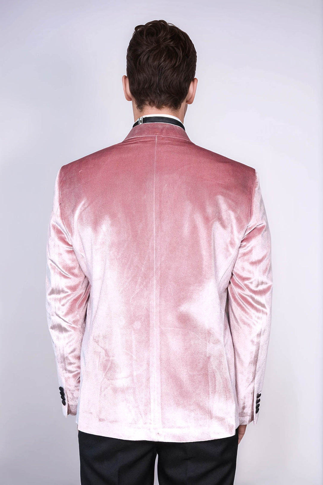 Kadife Slim Fit Tek Düğmeli Pembe Erkek Balo Ceket - Wessi