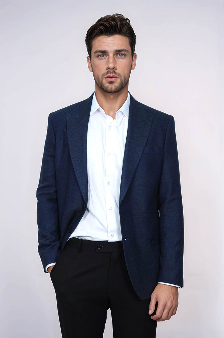 Düz Slim Fit Spor Lacivert Erkek Ceket - Wessi
