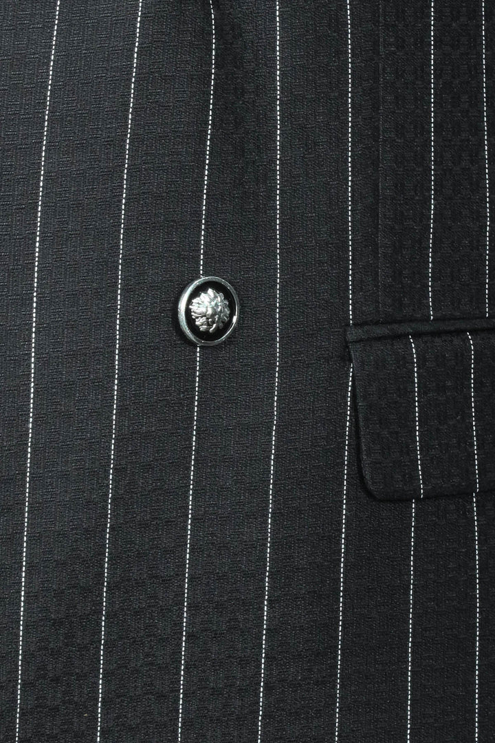 Kruvaze Slim Fit Çizgili Siyah Erkek Ceket - Wessi