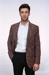 Desenli Slim Fit Spor Kahverengi Erkek Ceket - Wessi