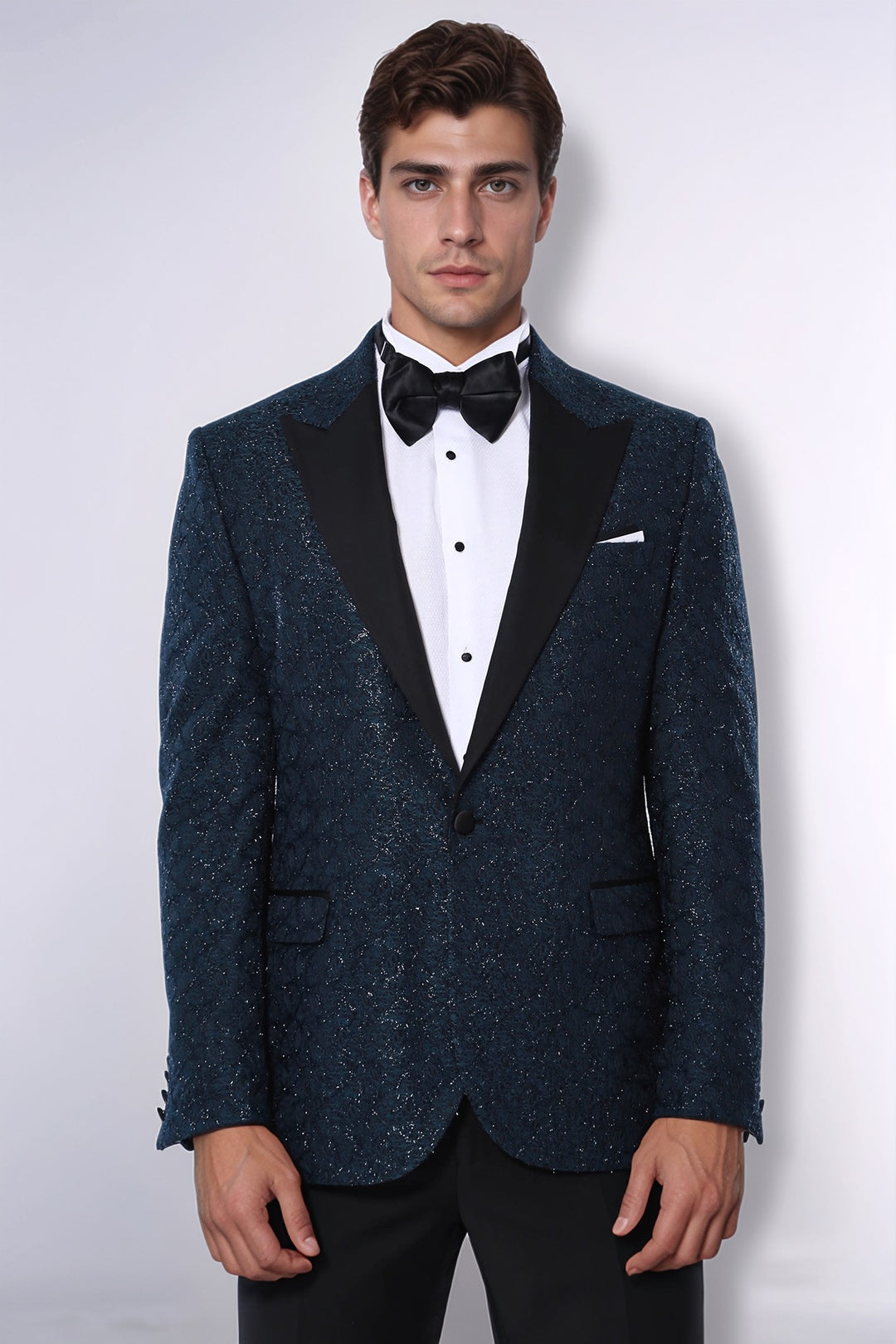 Sim Desenli Yeşil Smokin Ceket - Wessi