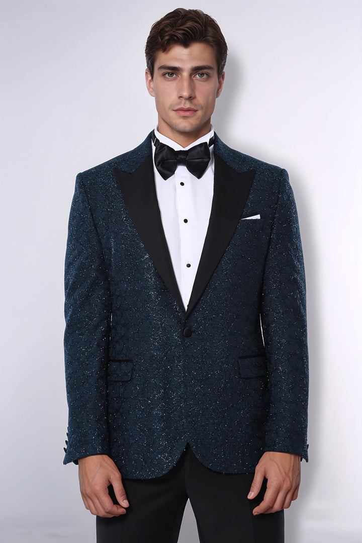 Sim Desenli Yeşil Smokin Ceket - Wessi