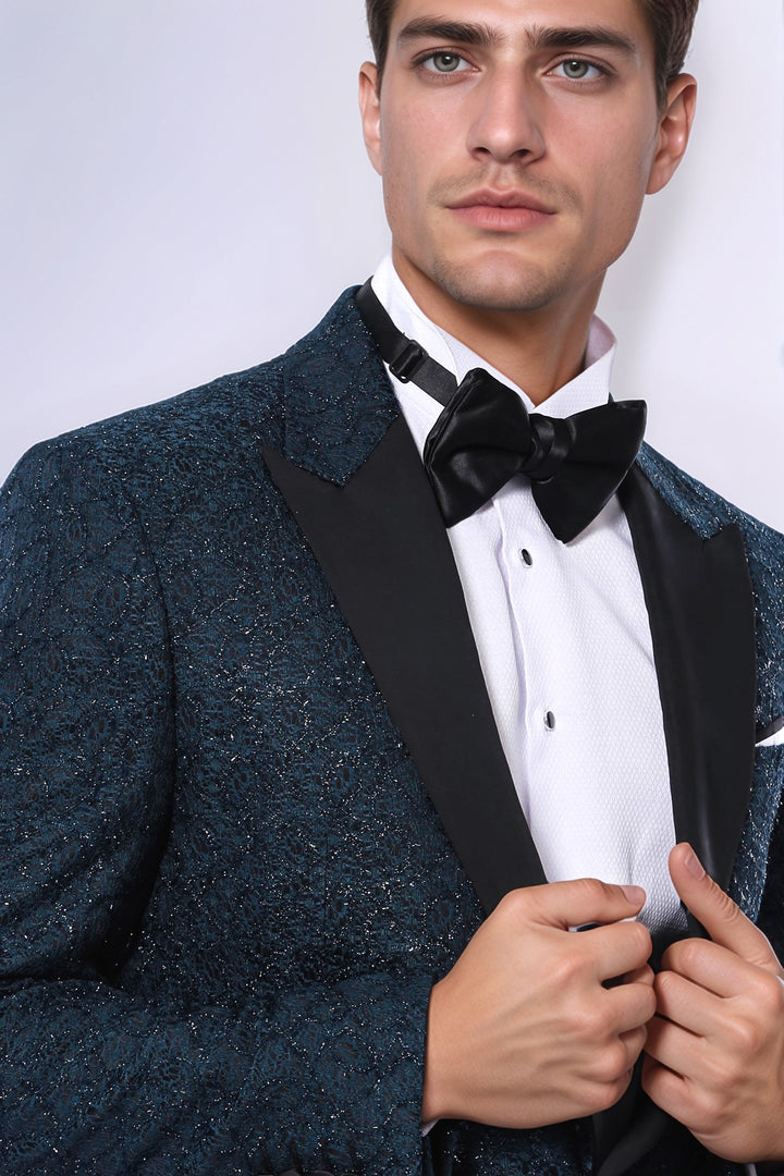 Sim Desenli Yeşil Smokin Ceket - Wessi