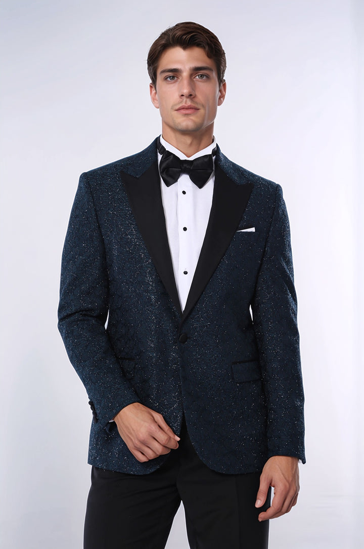 Sim Desenli Yeşil Smokin Ceket - Wessi