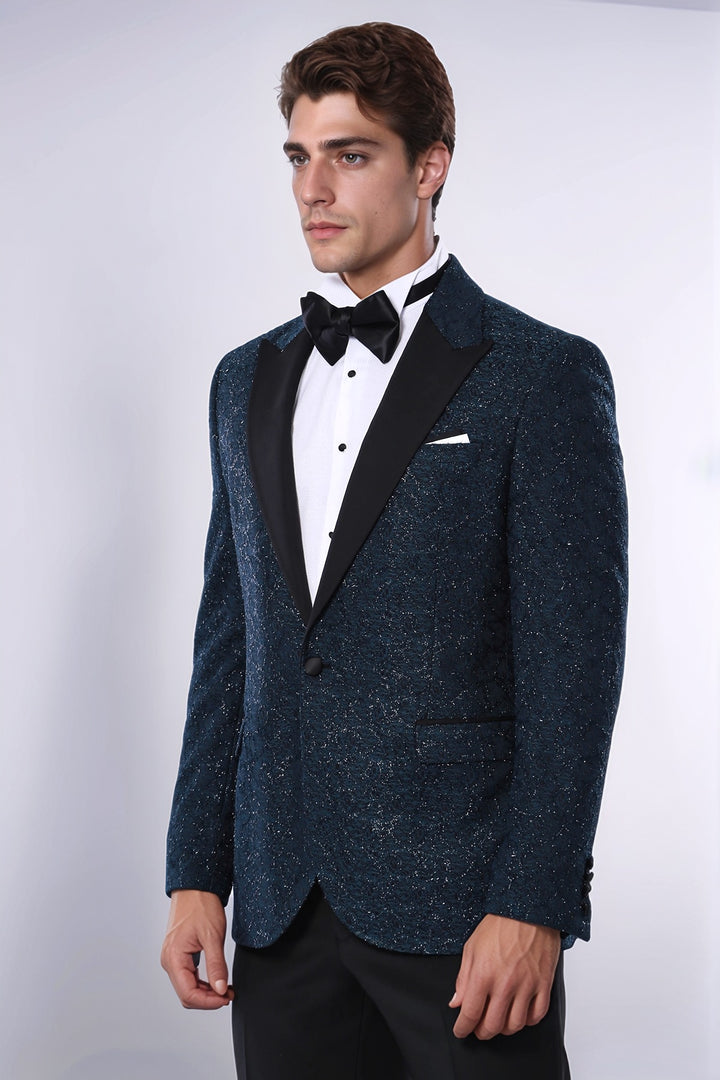 Sim Desenli Yeşil Smokin Ceket - Wessi