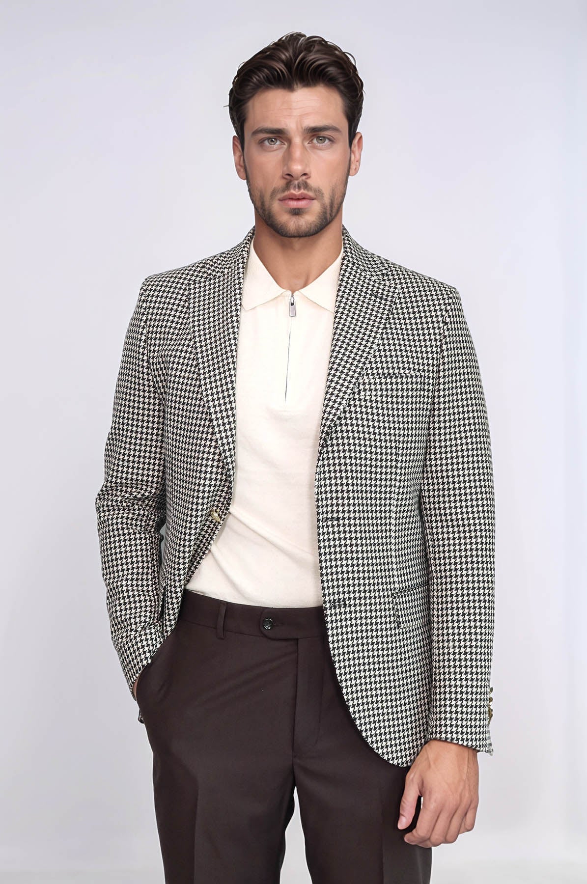 Chevron Düğmeli Slim Blazer main image 0