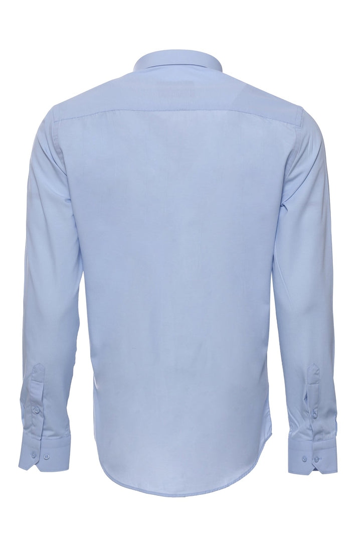 Buz Mavi Düz Uzun Kol Regular Fit Gömlek - Wessi