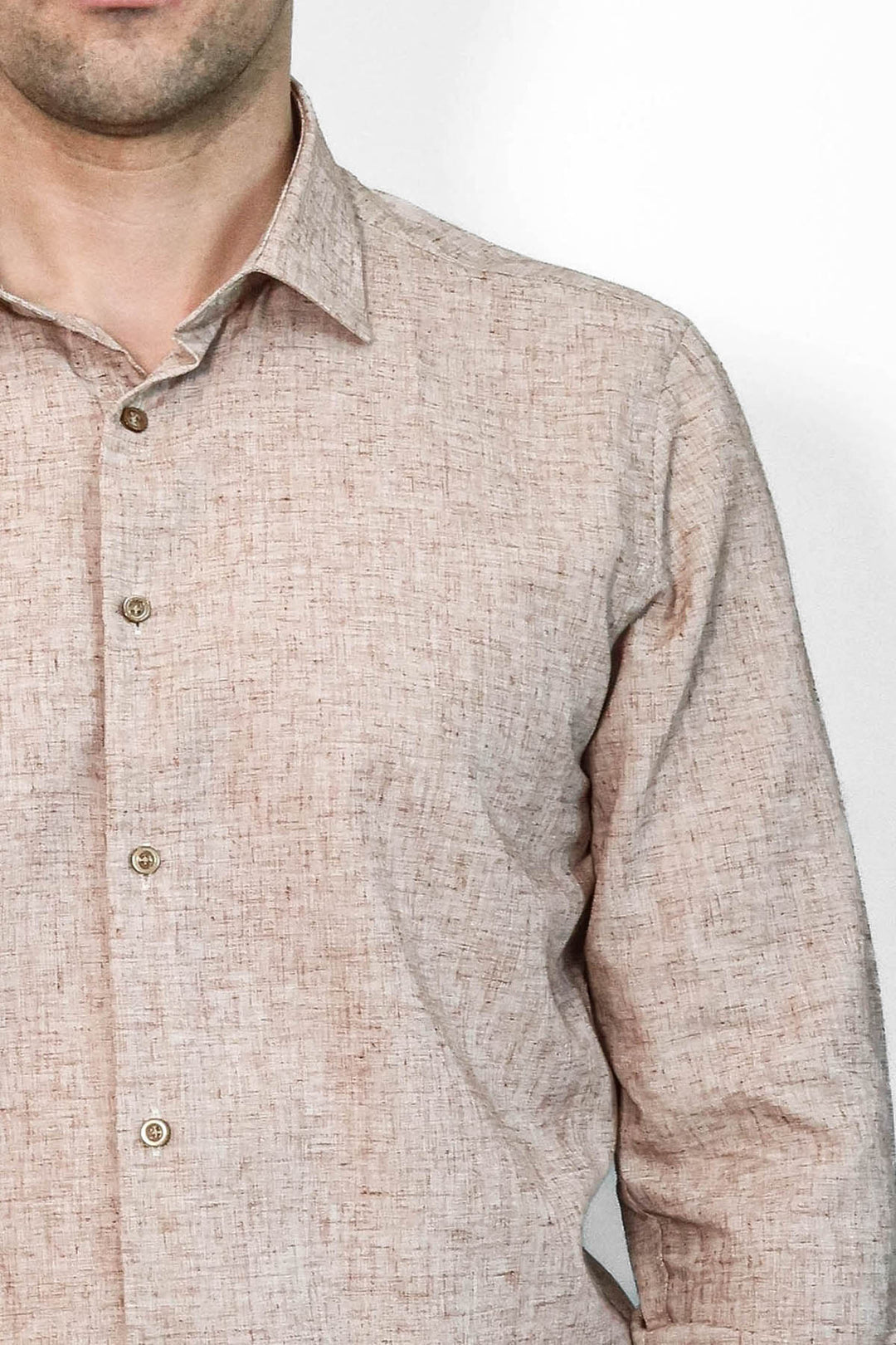 Slim Fit Kahverengi Desenli Gömlek - Wessi