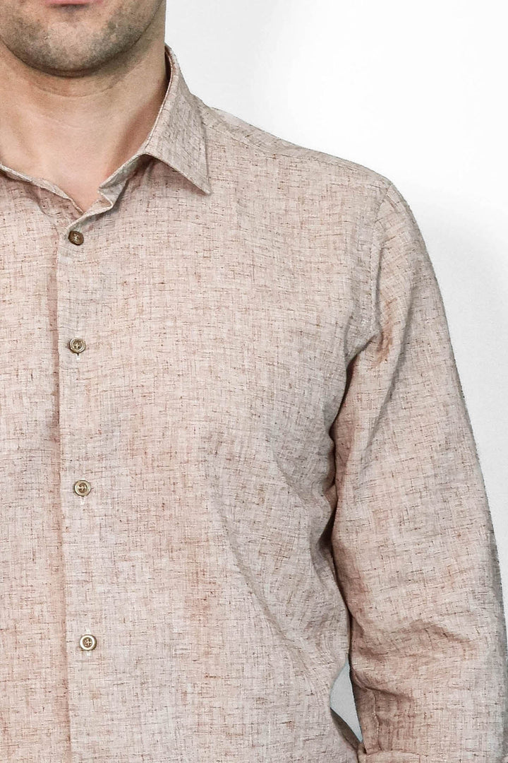 Slim Fit Kahverengi Desenli Gömlek - Wessi