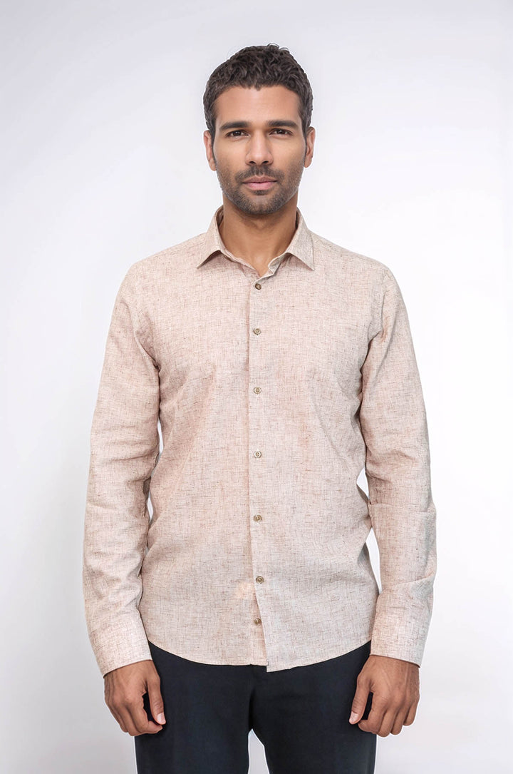 Slim Fit Kahverengi Desenli Gömlek - Wessi