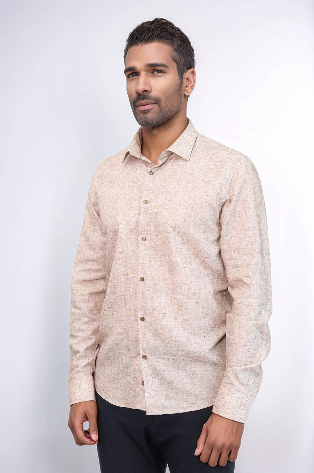 Slim Fit Kahverengi Desenli Gömlek - Wessi
