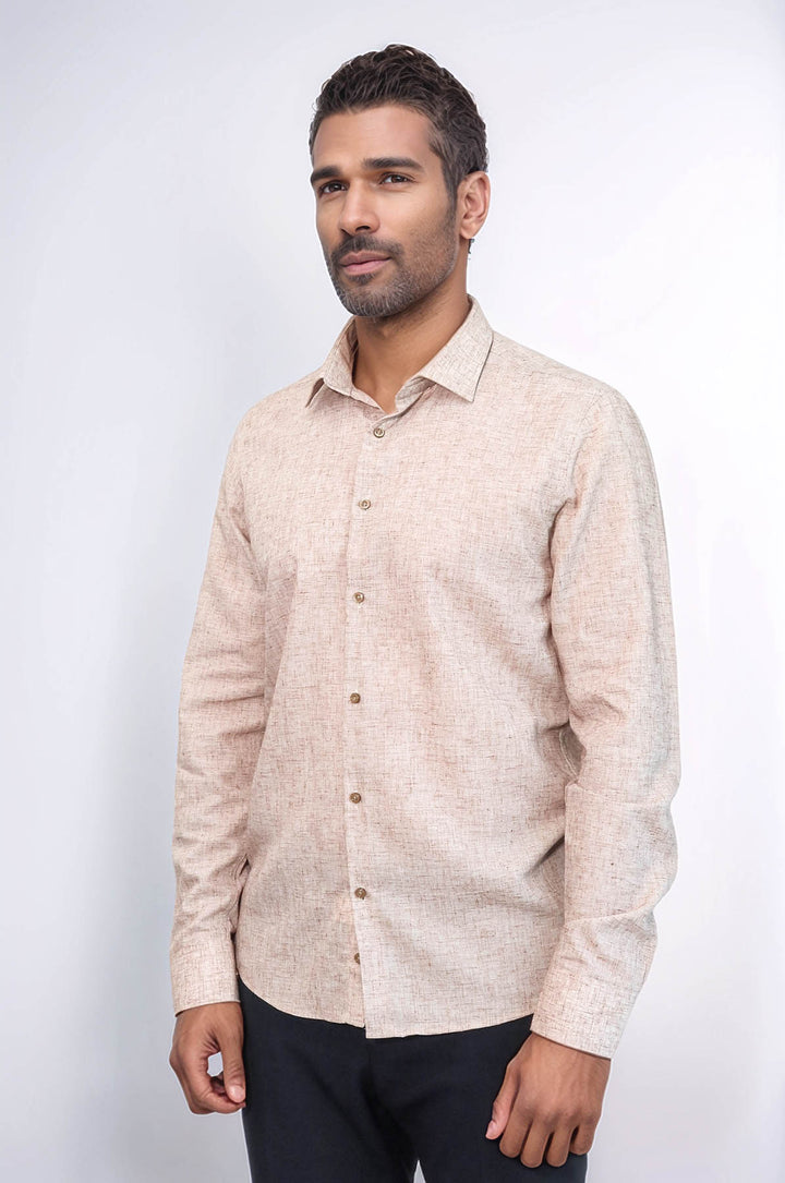 Slim Fit Kahverengi Desenli Gömlek - Wessi