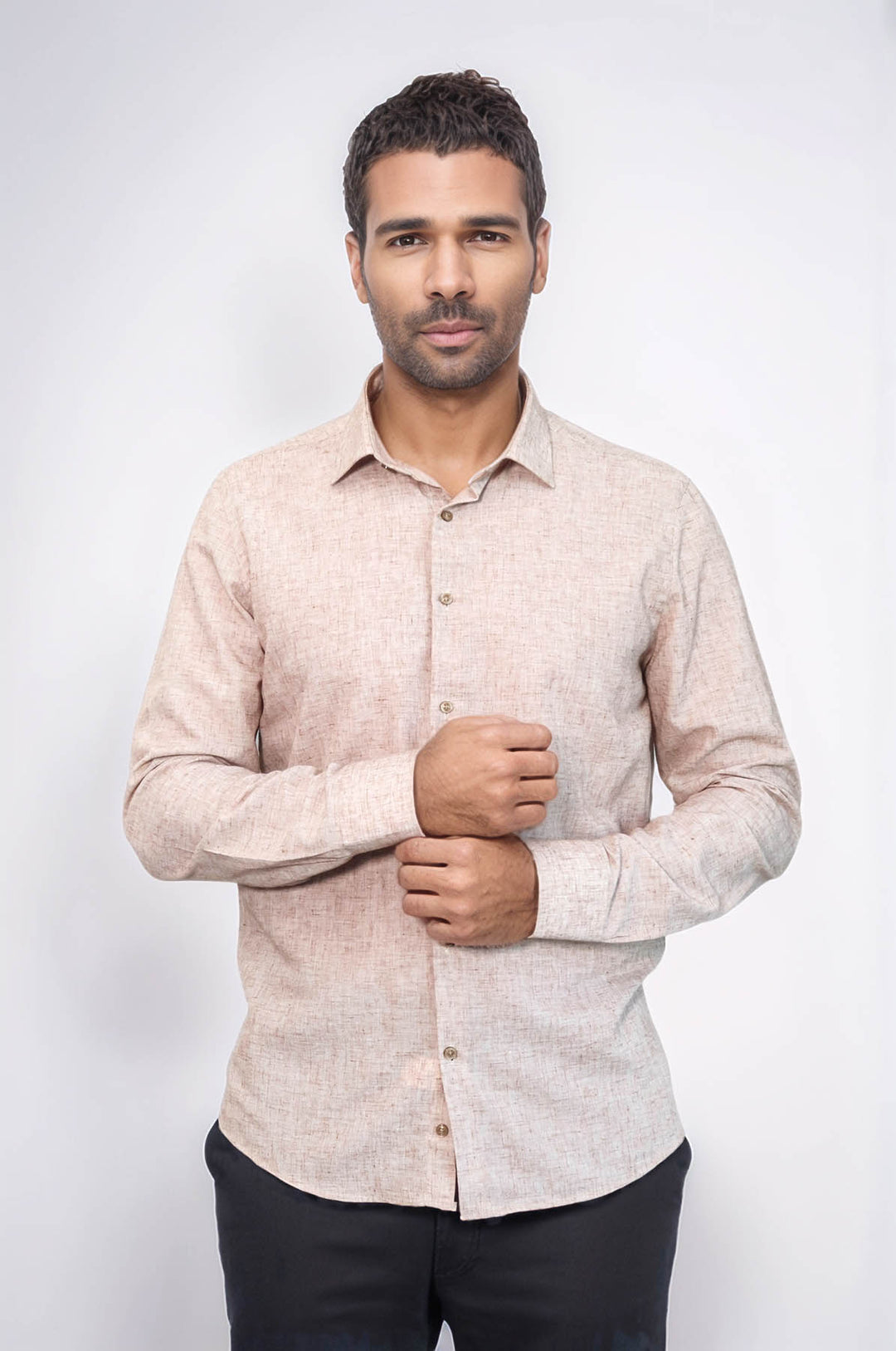 Slim Fit Kahverengi Desenli Gömlek - Wessi