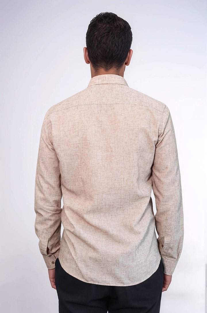 Slim Fit Kahverengi Desenli Gömlek - Wessi