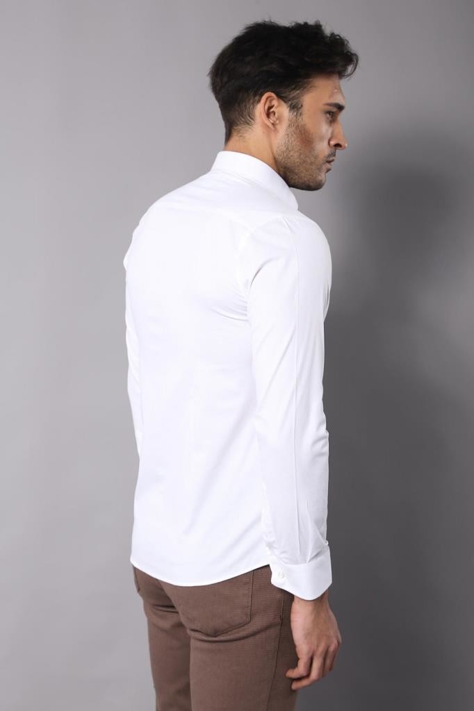Likralı Beyaz Gömlek | Wessi