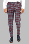 Ekose Desenli Slim Fit Koyu Mavi Erkek Pantolon - Wessi