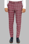 Ekose Desenli Slim Fit Bordo Erkek Pantolon - Wessi