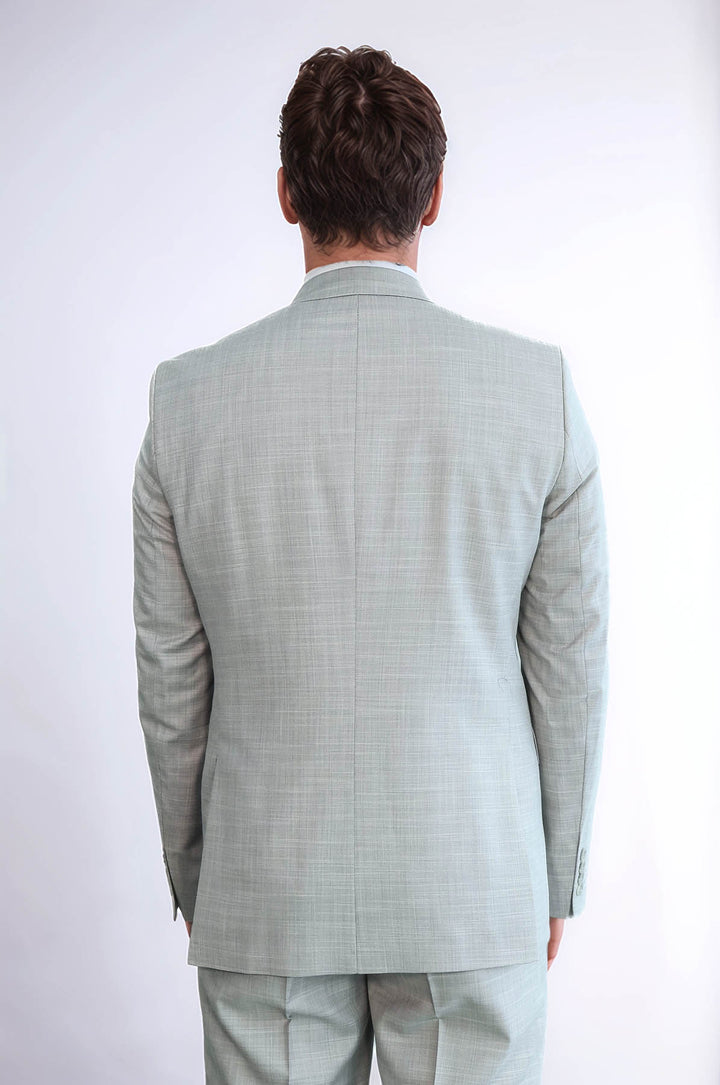 İki Parça Slim Fit Tek Düğmeli Açık Gri Erkek Takım Elbise - Wessi