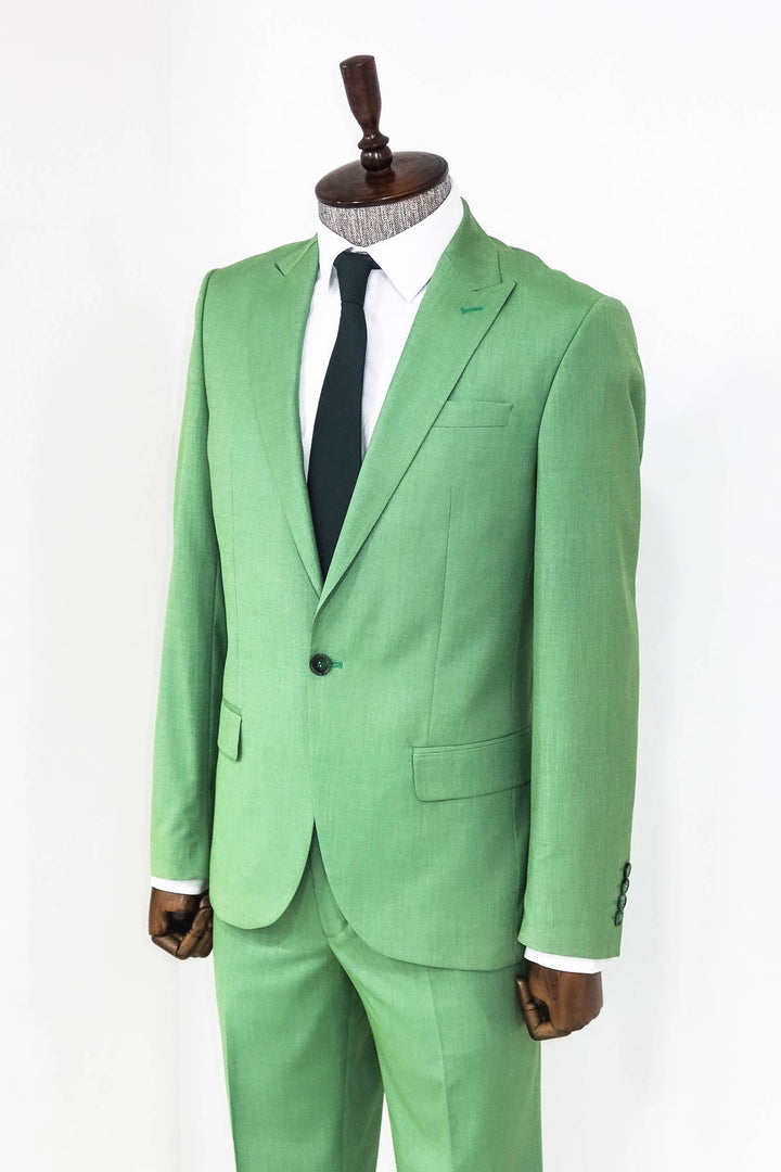 Desenli İki Parça Yeşil Erkek Takım Elbise - Wessi