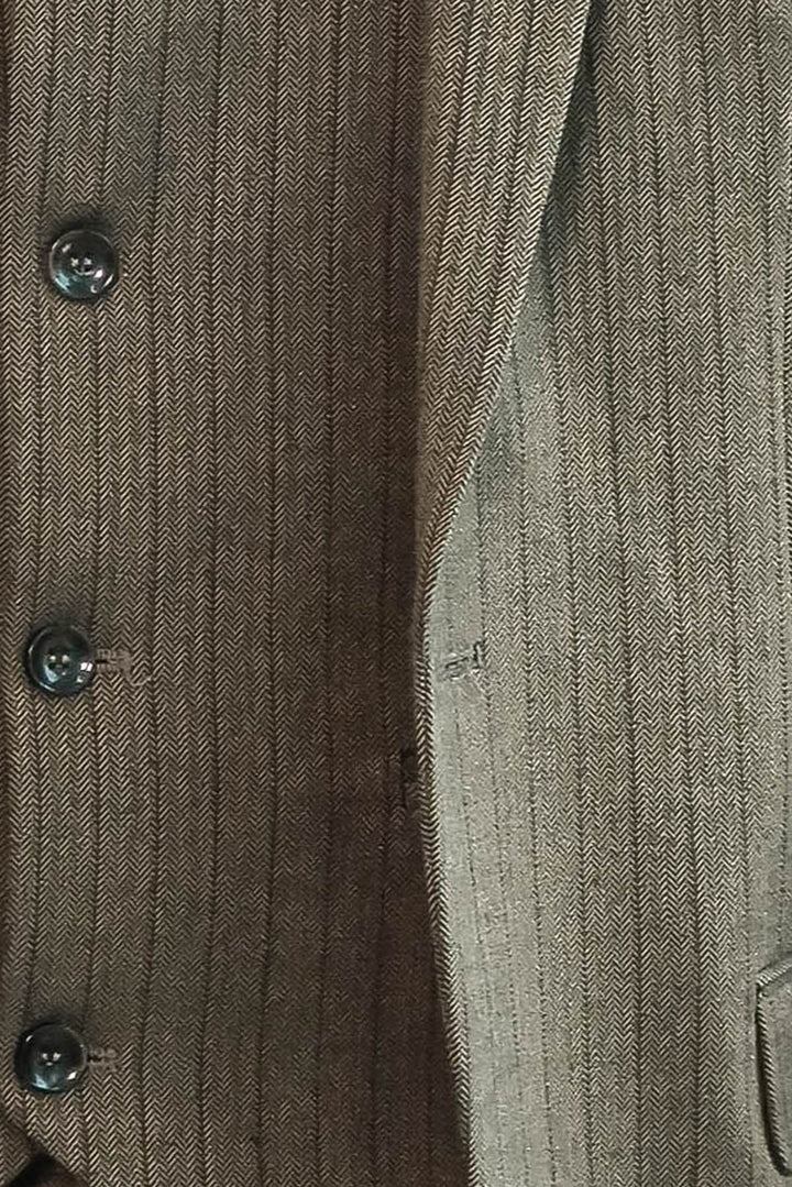 Çizgili Slim Fit Kahverengi Erkek Takım Elbise - Wessi