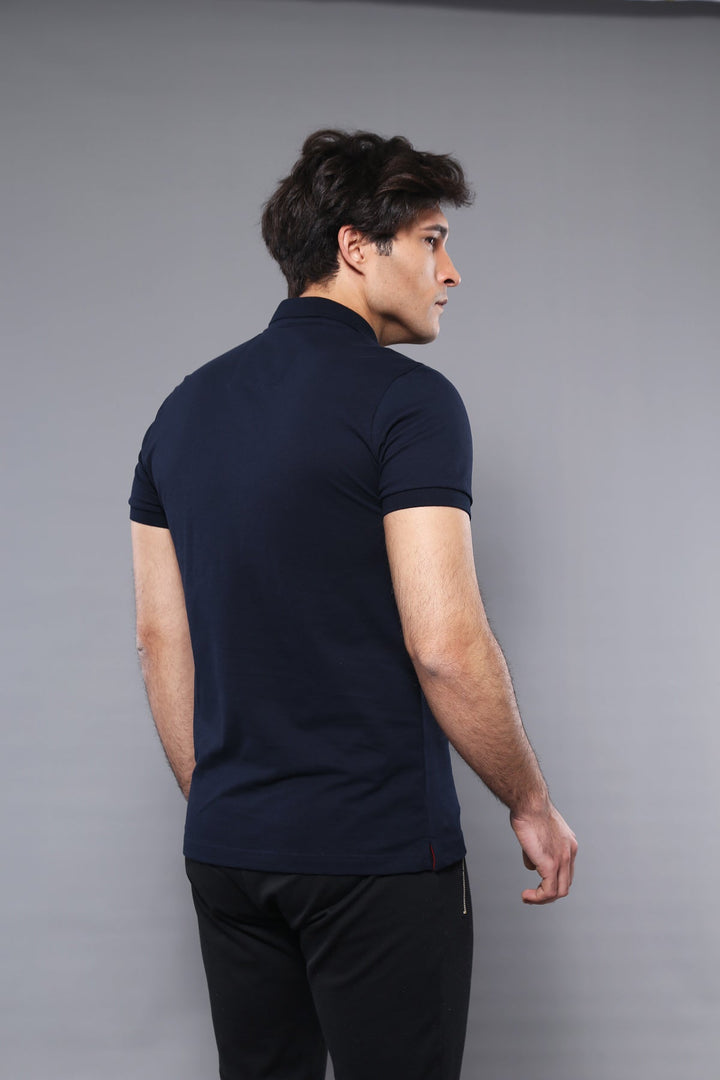 Polo Yaka Düz Lacivert T-shirt | Wessi