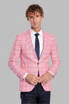 Mavi Kare Desenli Slim Fit Pembe Erkek Ceket - Wessi