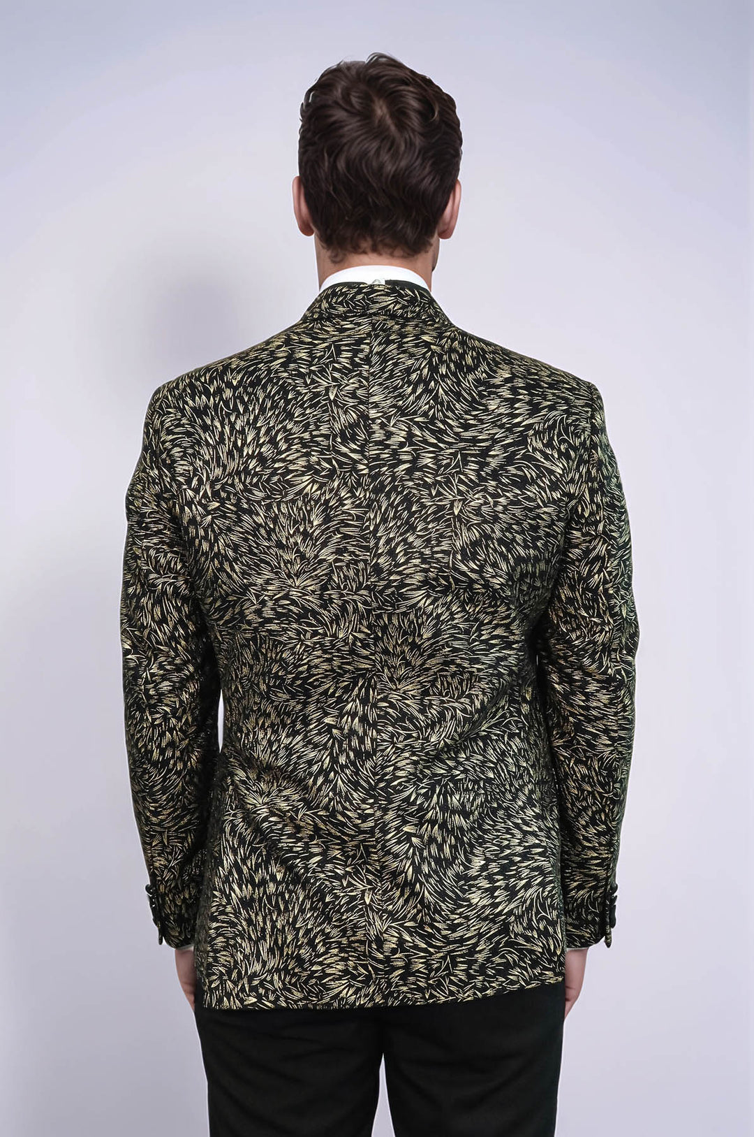 Tüy Desenli Slim Fit Siyah Erkek Smokin Ceket - Wessi