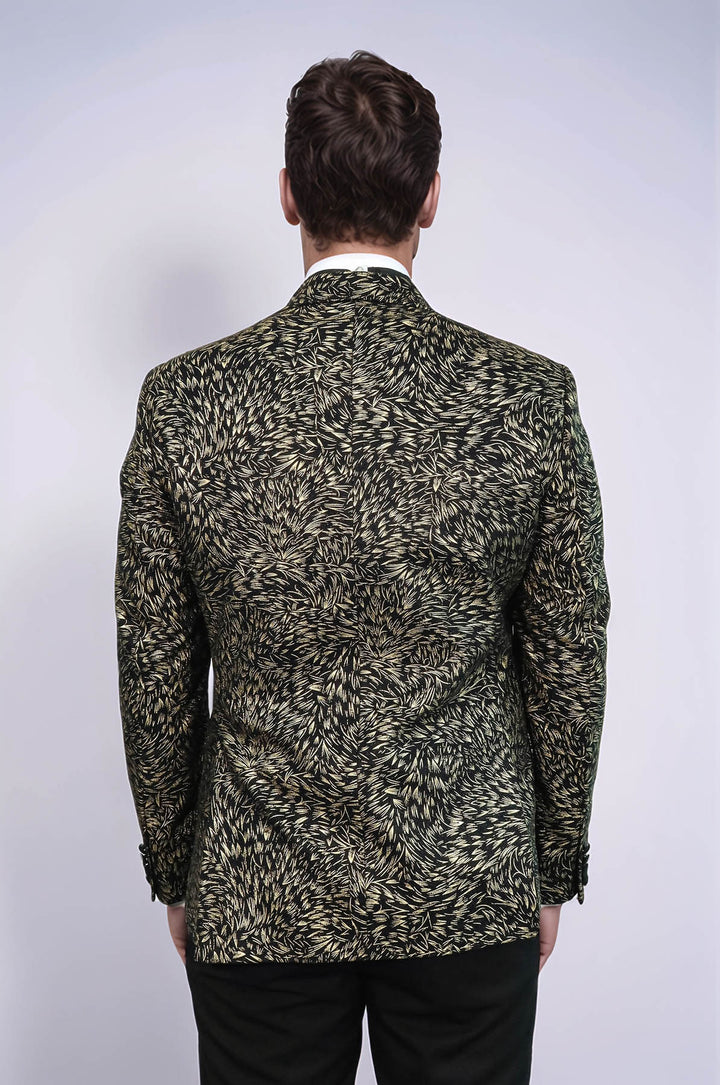 Tüy Desenli Slim Fit Siyah Erkek Smokin Ceket - Wessi