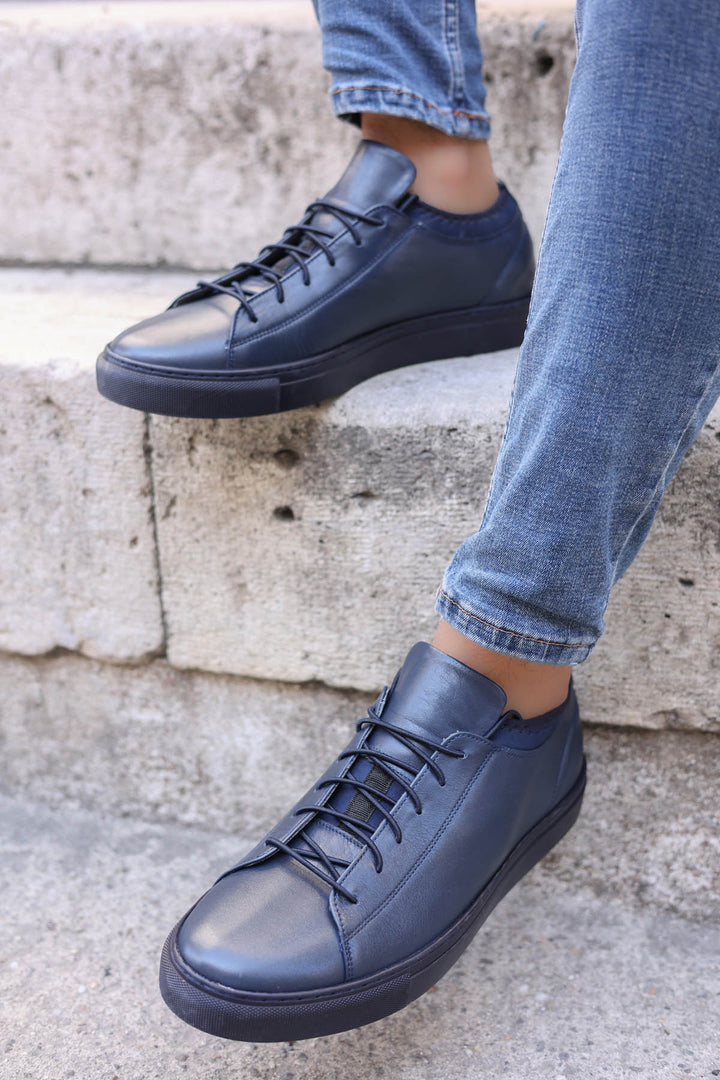 Hakiki Deri Erkek Casual Ayakkabı 819MA2315 Lacivert - Wessi
