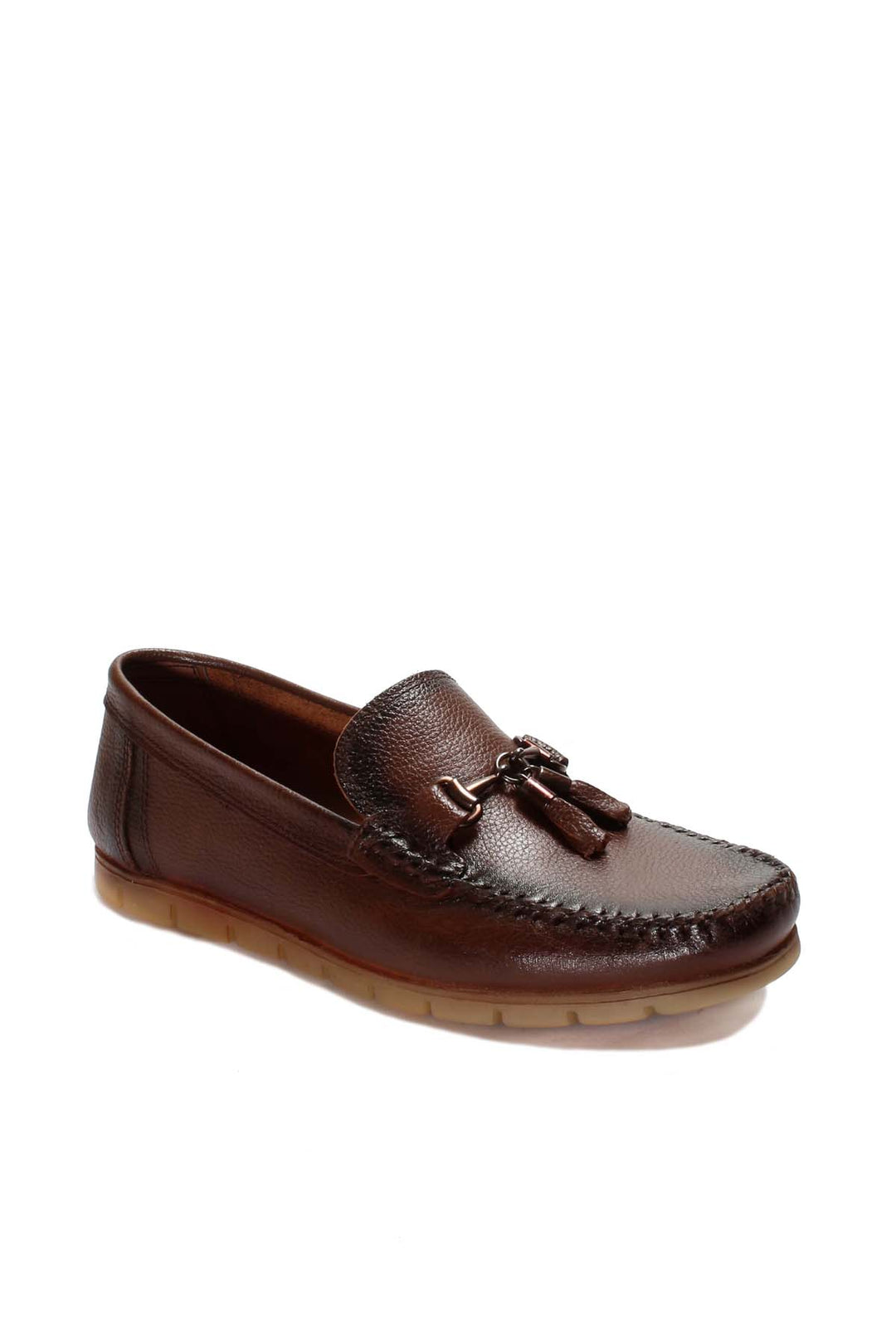 Erkek Kahverengi Deri Püskül Loafer - Wessi