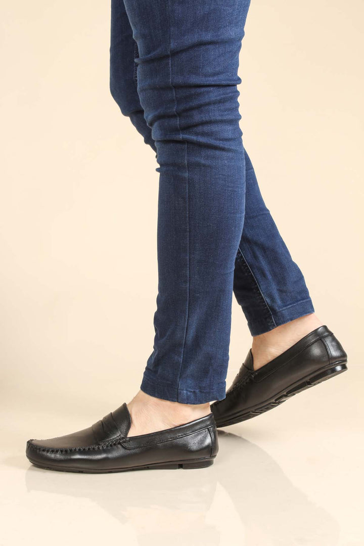Erkek Klasik Siyah Deri Loafer- Wessi