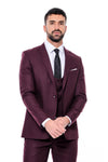 Desensiz Slim Fit Bordo Erkek Takım Elbise - Wessi