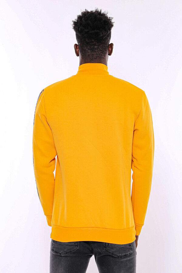 Sarı Fermuarlı Baskılı Sweatshirt - Wessi