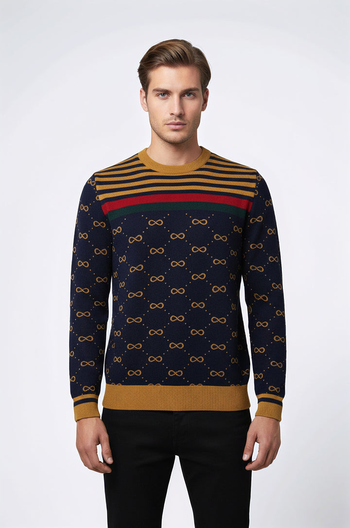 Camel Desenli Bisiklet Yaka Triko - Wessi