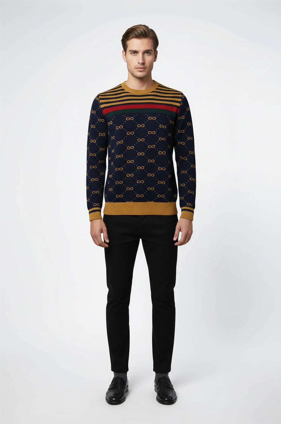 Camel Desenli Bisiklet Yaka Triko - Wessi