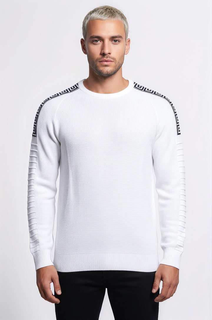 Beyaz Omuz Detaylı Bisiklet Yaka Triko - Wessi