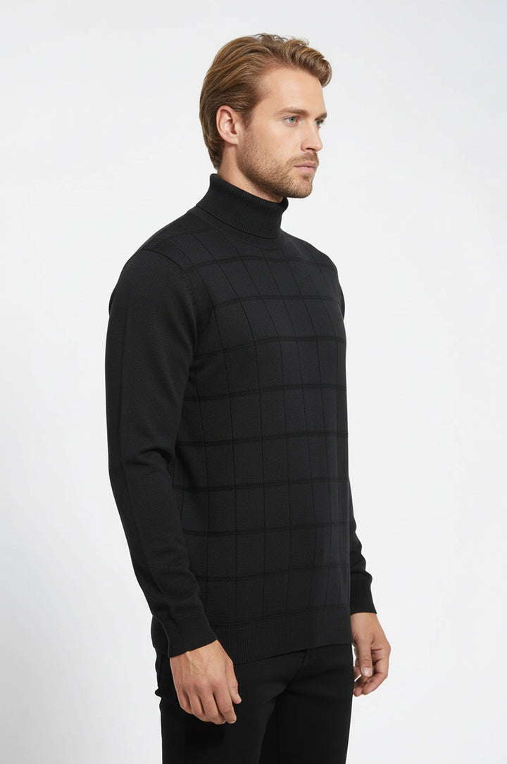 Yeşil Desenli Yarım Balıkçı Yaka Triko - Wessi