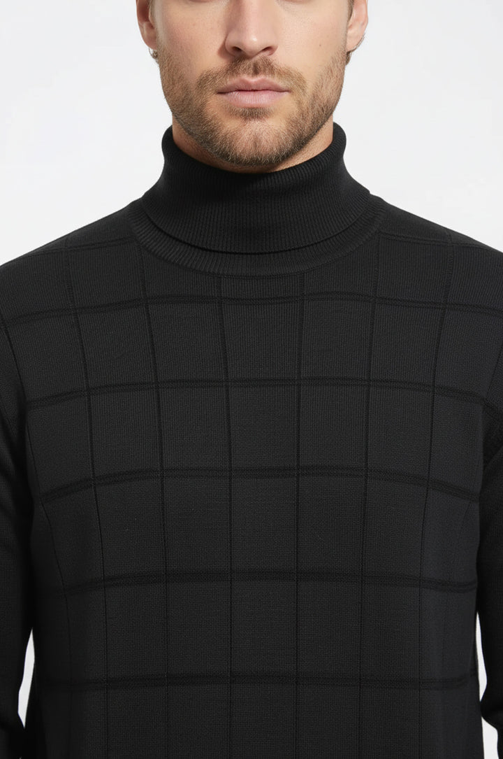 Yeşil Desenli Yarım Balıkçı Yaka Triko - Wessi