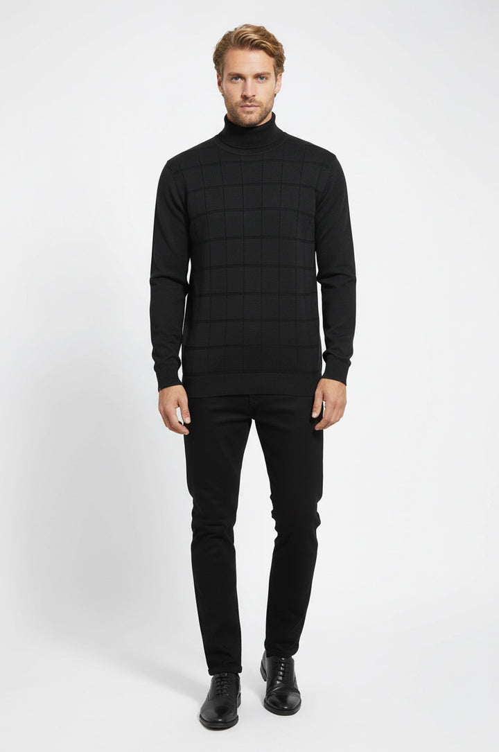 Yeşil Desenli Yarım Balıkçı Yaka Triko - Wessi