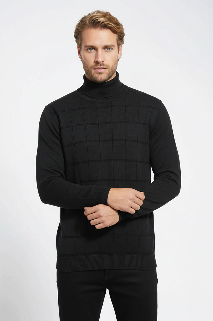 Yeşil Desenli Yarım Balıkçı Yaka Triko - Wessi