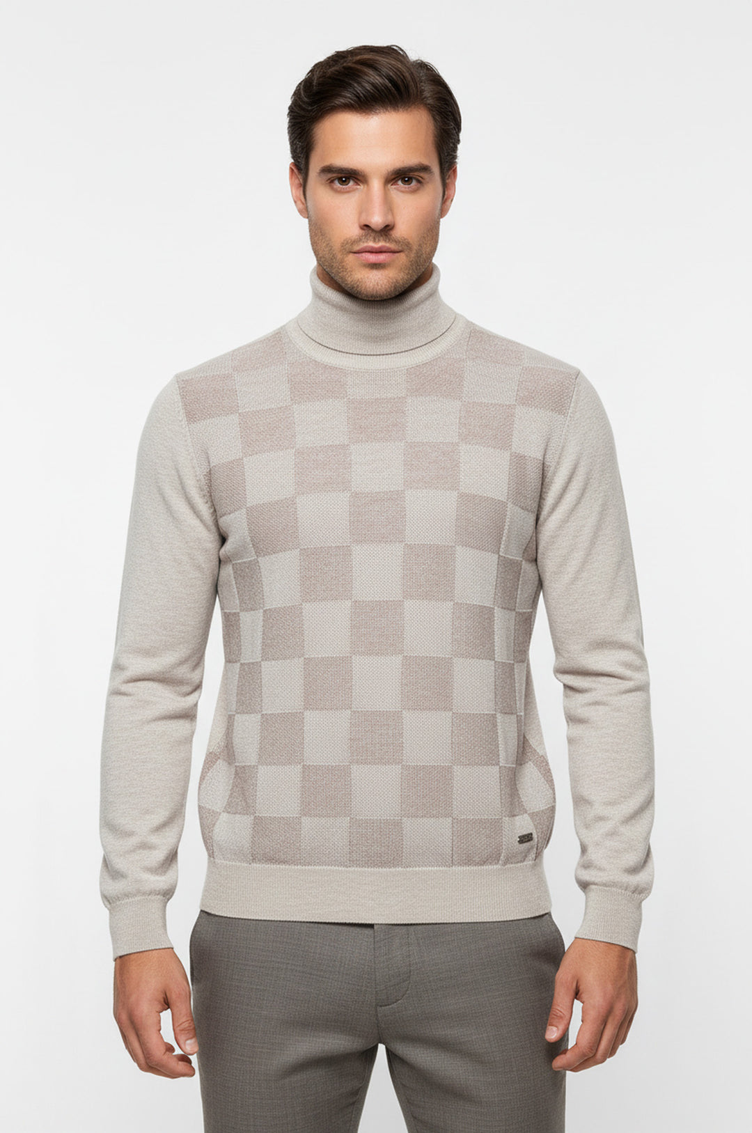 Kemik Desenli Yarım Balıkçı Yaka Triko - Wessi