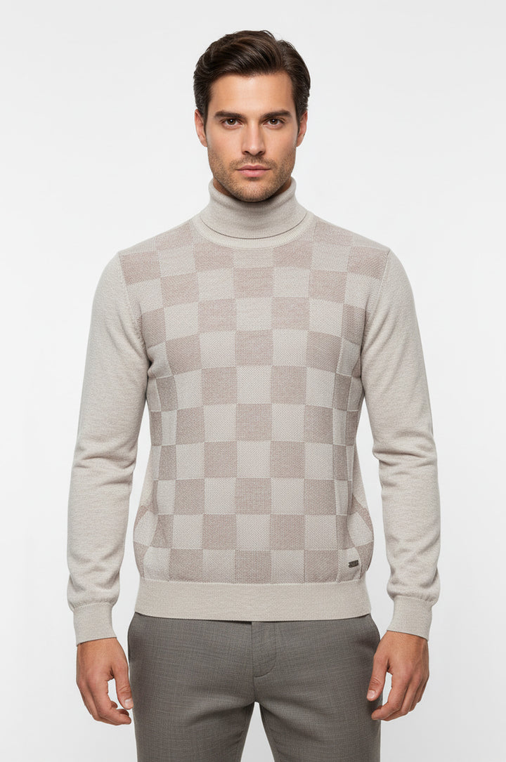 Kemik Desenli Yarım Balıkçı Yaka Triko - Wessi