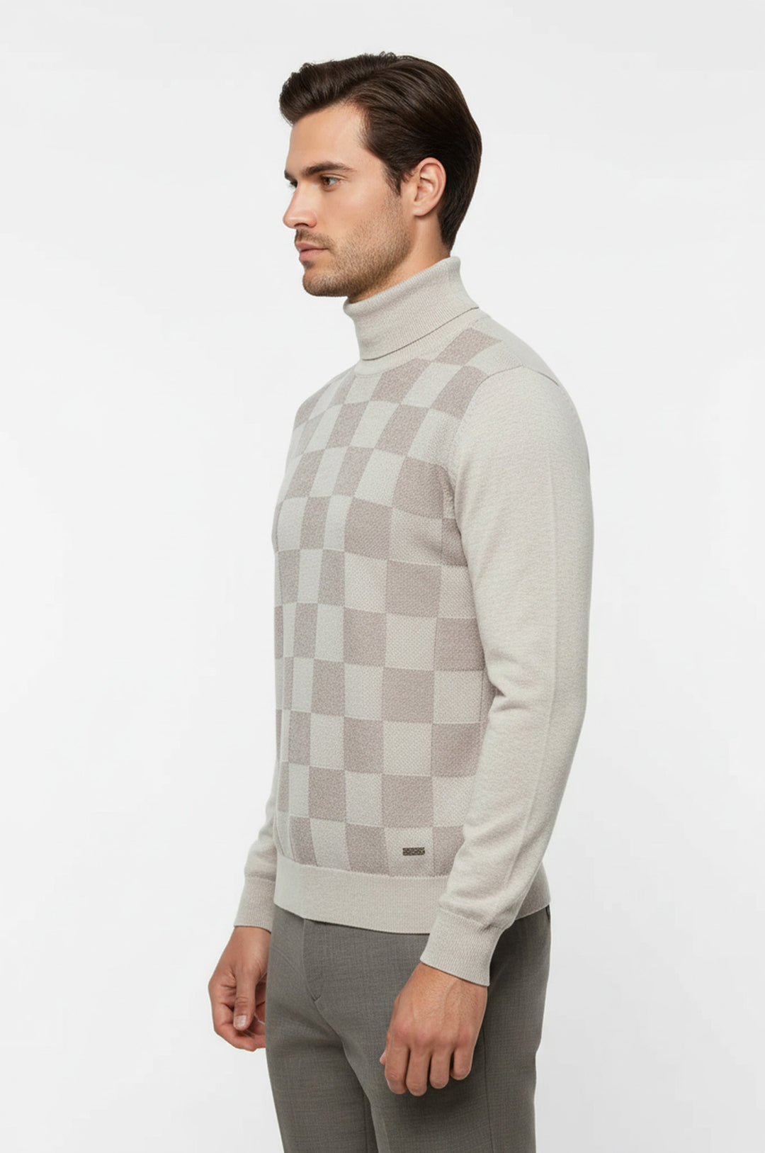 Kemik Desenli Yarım Balıkçı Yaka Triko - Wessi