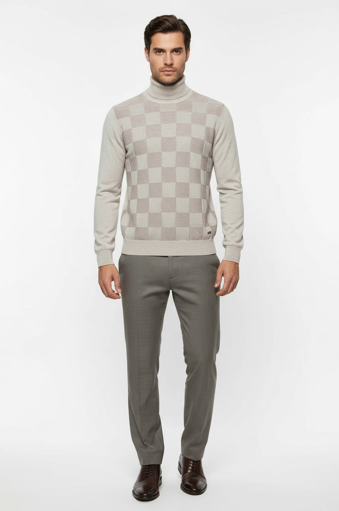 Kemik Desenli Yarım Balıkçı Yaka Triko - Wessi