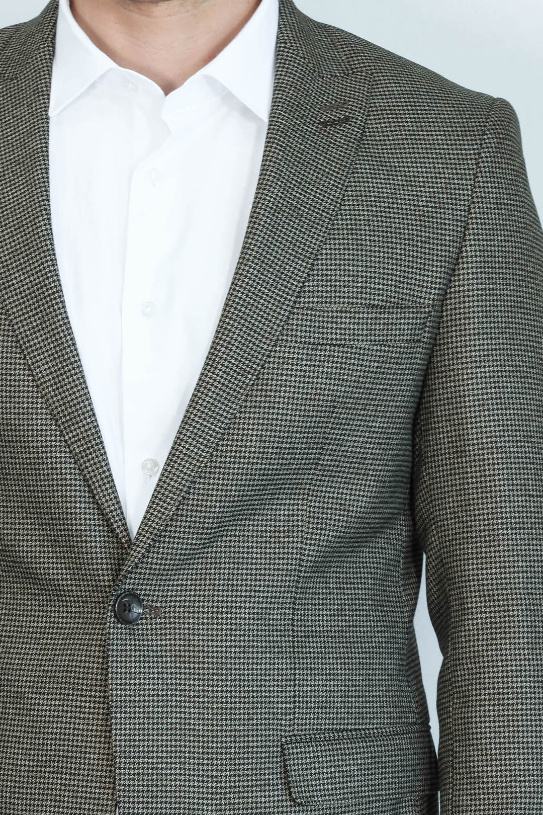 Kendinden Desenli Slim Fit Füme Erkek Ceket - Wessi