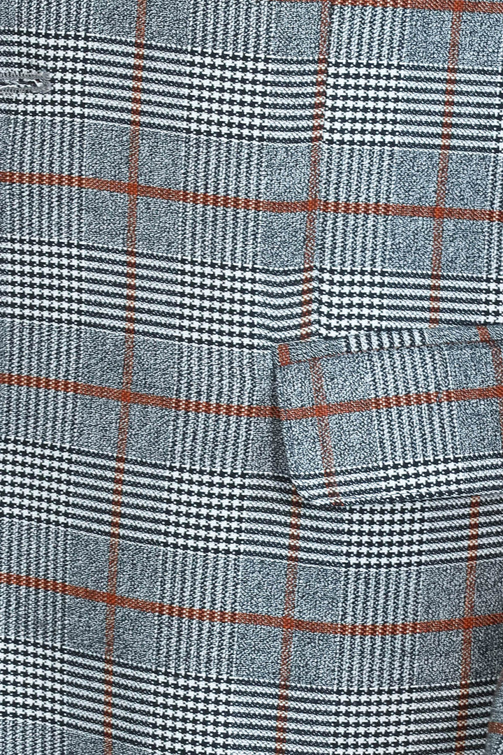 Ekose Tek Düğme Slim Fit Gri Erkek Ceket - Wessi