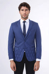 3 Cepli 2 Düğmeli Kapitone Erkek Lacivert Kısa Ceket - Wessi